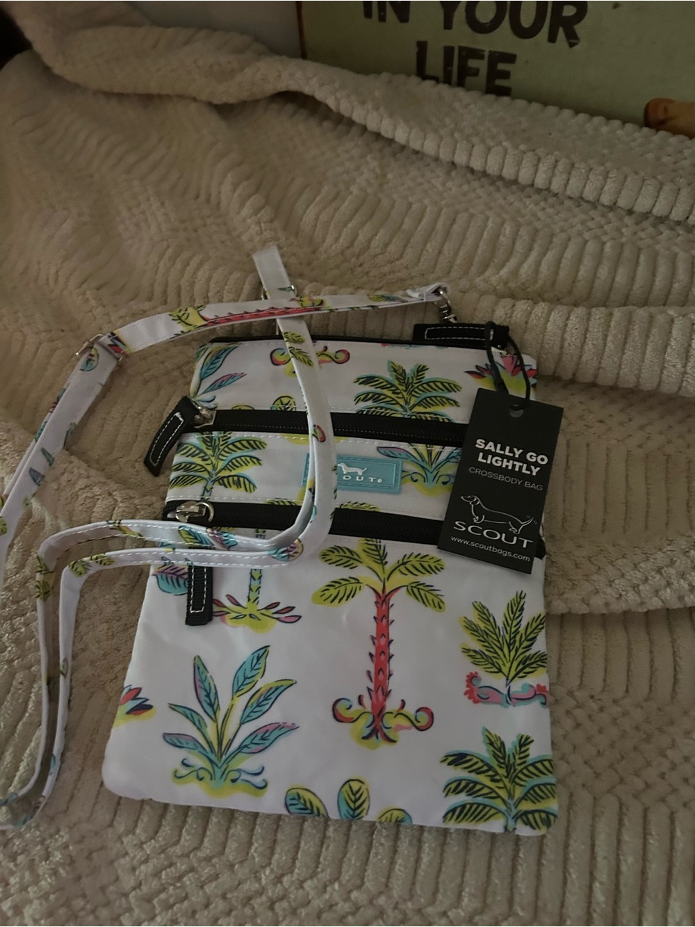 Scout  White Crossbody with Neon Tropical Palm Print - Picture 10 of 10